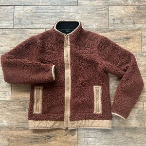 Kavu Brown and tan Teddy fleece Jacket
